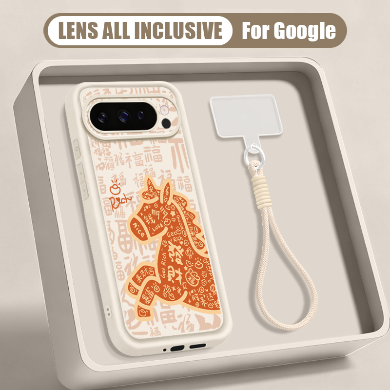 Google Pixel 8A - Niedliche Fohlen-Print-Handschlaufe mit Handyhülle für Google